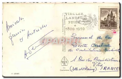 Innsbruck wobec Nordkette, Tyrol — Monopool 23295 — wydawca Tiroler Landesfeier — Rewers