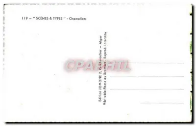 Bilhete postal moderno Cenas Típicas Carregadores de Camelo — Verso
