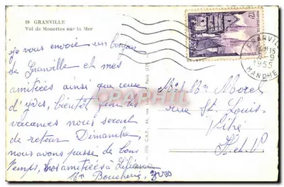 Voo de gaivotas sobre o mar — Granville — editor C.A.P. n° (55) — Verso