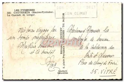 A Cachoeira de Lutqur — Cauterets (Hautes-Pyrénées) — Edições Peyramale - Dourdes — Verso