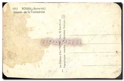 Rouen — Widok fasady katedry — Les Éditions d'Art 'YVON', Paryż — Rewers