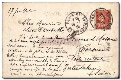 Retrato de um jovem — texto manuscrito — Paris, 1915 — Verso