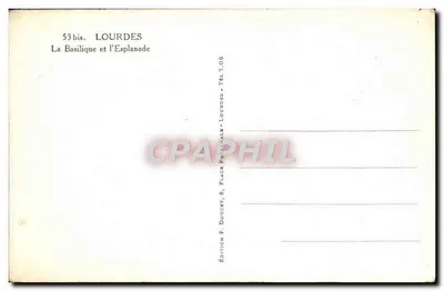 Lourdes — A Basílica e a Esplanada — Edição P. Doucet, Lourdes — Verso