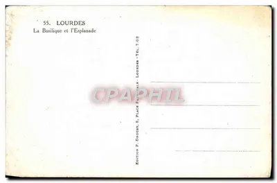 Stara pocztówka Lourdes — Bazylika i Esplanada — Rewers