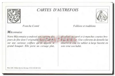 Mâconnaise — Tradycyjny strój — B. F. Chalon s Saone — Rewers