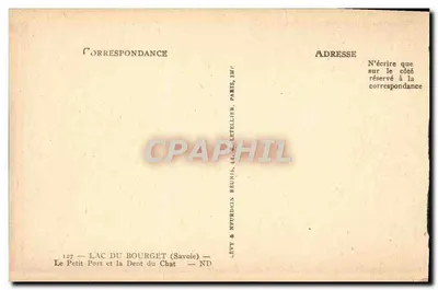 Lago do Bourget — Pequeno Port e Dente do Gato — Editor Levy & Neurdwin Réunis, n°127 — Verso