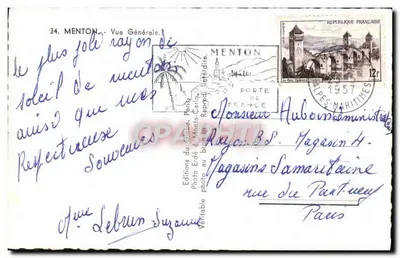 Menton — Ogólny widok — Wydawnictwo Glob, Paryż — Rewers