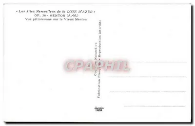 Menton — Pittoreska wizja Starego Menton — OF. 36 — Wydawnictwo TADIA — Rewers
