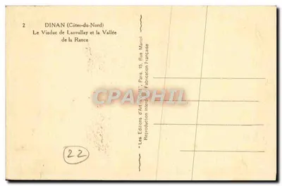 Dinan (Côtes-du-Nord) — O Viaduto de Lanvallay e a Vale da Rance — Les Éditions d'Art Yvon, Paris — Verso