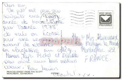 Princes Street — uitzicht vanaf het monument — uitgever PT57087 — Achterkant