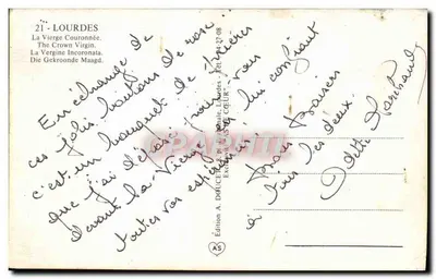 Lourdes — Panny Maria Z koroną — Wydawnictwo A. DOUCE — Rewers