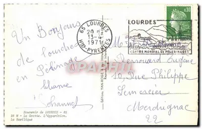 Lourdes — Lembração de Lourdes — Edições YAN-ROGE — Verso