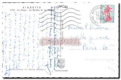 Biarritz — spiaggia e Rocca della Città — editore Lumicap, n°3194 — Verso