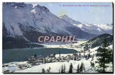 Bilhete postal antigo St Moritz Dorf Und Bad Mit Plz Rosatsch A Corvatsch