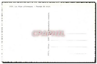 Paisagem de neve — As Alpes pitorescas — ADEIL, editor, GAP, n°3804 — Verso