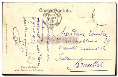 Bilhete postal antigo La Roche Le Herou Vista Próximo a Nadrin — Verso