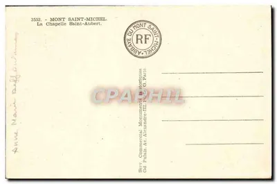 Monte Saint-Michel — A Capela Saint-Aubert — Serv. Comercial Monuments Historiques, Paris — Verso