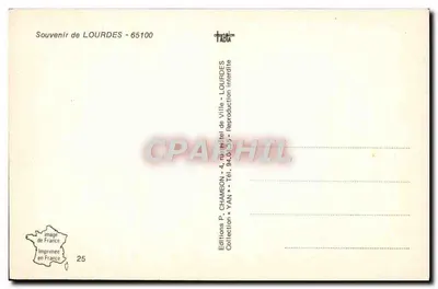 Lourdes — widok z bazyliki i rzeki — Wydawnictwo P. CHAMBON, Kolekcja YAN — Rewers