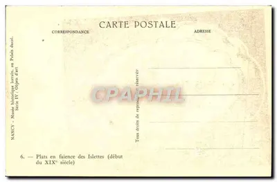 Pratos em faiança das Islettes — início do século XIX — Musée historique lorrain, Nancy — Verso
