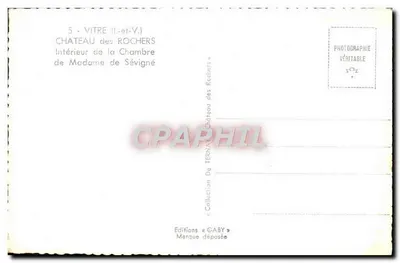 Château des Rochers — Intérieur de la Chambre de Madame de Sévigné — Éditions GABY — Verso