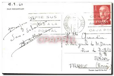 San Sebastián — panoramische uitzicht en strand — uitgever Confie Sus a la Postal — Achterkant