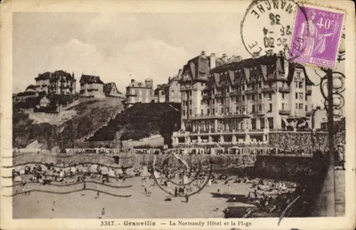 Stara pocztówka Granville Le Normandy Hotel Et La Plage