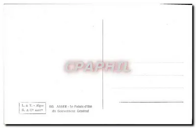 Palácio de Verão do Governador Geral — Argélia — editor L. & Y. - Argel, n° 465 — Verso