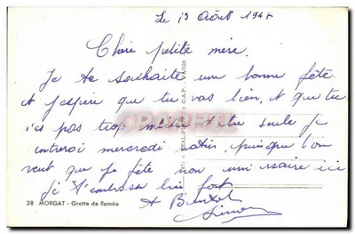 Jaskinia Roméo — Morgat — wydawca « REAL-PHOTO » n°28 — Rewers