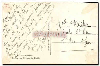 Skaliste tereny przy Zamku Diabła — Ploumanach — Real-Photo Lith. Perrosienne — Rewers