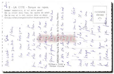 Barco em repouso — A Costa — Edições Gaby, Nantes — Verso