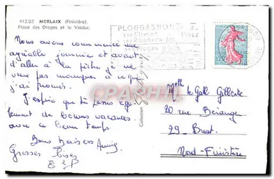 Plaats van de Otages en het Viaduct — Morlaix (Finistère) — Antieke ansichtkaart n°412.02 — Achterkant