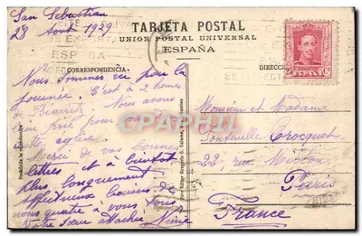San Sebastián - Igreja de Santa Maria — editor RIBAS, n° 150 — Verso