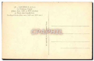 Loches — El Castillo Real y la Puerta de los Cordeliers — E. DUFRE, Tours — Reverso