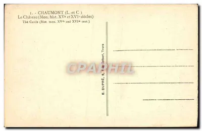 Zamek w Chaumont — wydawca E. Dupré, Tours — nr 1 — Rewers