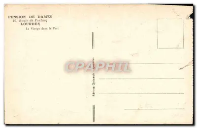 Pension de Dames — La Vierge dans le Parc — Édition Quinault-Lourdes — Verso