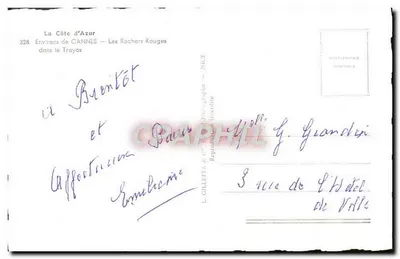 Les Rochers Rouges — Environs de Cannes — L. GILLETTA & Cie, Fotógrafo, Nice — Verso