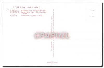 Mosteiro dos Jerônimos — Lisboa — editor Cores de Portugal, n° P7 — Verso