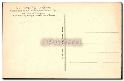 Zamek Cheverny — XVII wiek, zakończony w 1634 — E. Duprè, Tours — Rewers