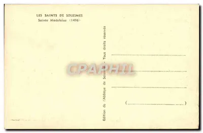 Santa Madeleine — escultura — Edição da Abadia de Solesmes — Verso