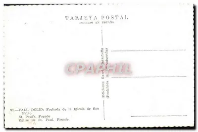 Valladolid — Façade katedry Świętego Pawła — Wydawnictwo Garrabella — Rewers