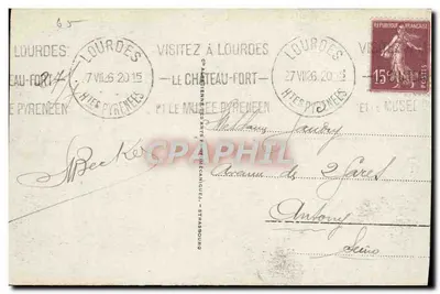 Lourdes - O Castelo Forte e as Montanhas — editor desconhecido, n° 94 — Verso