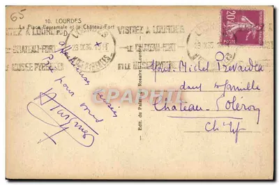 Lourdes — Place Peyramale i Zamek-Fort — Wydawca Pałacu Lourdes — Rewers