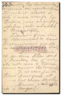 Lourdes — Rzucana masa pielgrzymów w kierunku świętej jaskini — Wydawca: Wydawca Br. Toutouze, nr 1483 — Rewers
