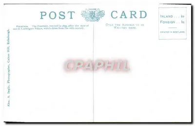 Fonte no Palácio de Holyrood, Edimburgo — editor A. Inglish, Calton Hill — Verso