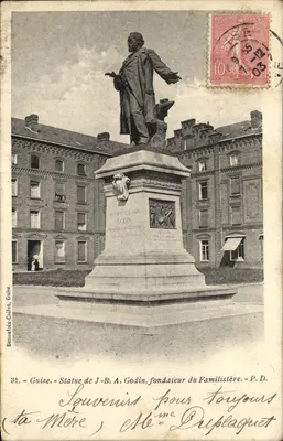 Guise - Estátua de J.-B.-A. Godin, fundador do Familistère - Bonnefoix-Collet, n°31