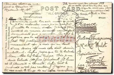Fleet Street, Londyn — animowany widok z pojazdami i budynkami — seria fotograficzna Davidson Bros. — Rewers