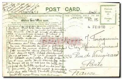 LONDON - ROTTEN ROW — Passeio a cavalo — editor: The London Stereographic & Lithographic Co. — Verso
