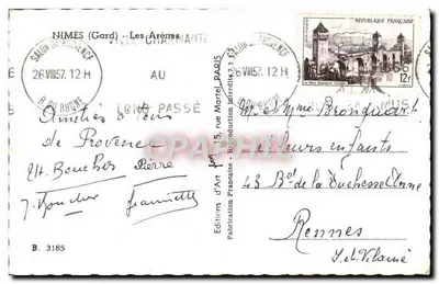 Les Arènes de Nîmes — widok z zewnątrz — Wydawnictwo Sztuki Francuskiej — Rewers