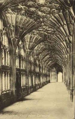 Cloisters, Catedral de Gloucester — vista da galeria gótica — editor VHS, série S 7399