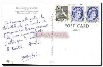 O Jardim Colonial — Essex County Historical Society — Editor J.F. Smith, n° 38710 — Verso